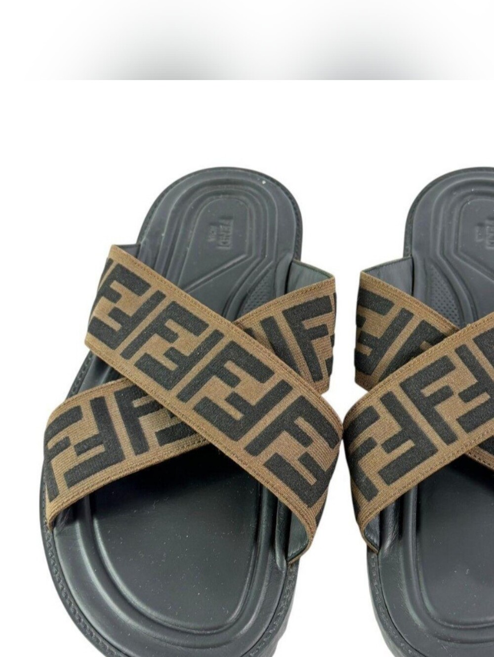 Authentic Fendi Zucca Cross Strap Sandals